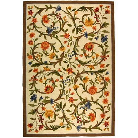 Safavieh 2 ft. - 6 in. x 8 ft. Runner- Country and Floral Chelsea Ivory Hand Hooked Rug HK248A-28